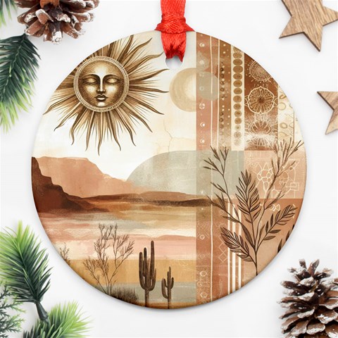 Abstract Sun Boho Bohemian Design Ornament (Round) from ArtsNow.com Front