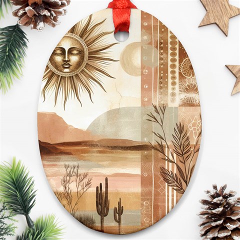 Abstract Sun Boho Bohemian Design Ornament (Oval) from ArtsNow.com Front