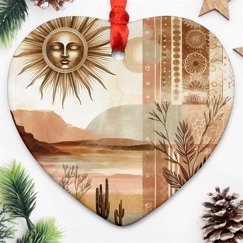 Abstract Sun Boho Bohemian Design Ornament (Heart) from ArtsNow.com Front