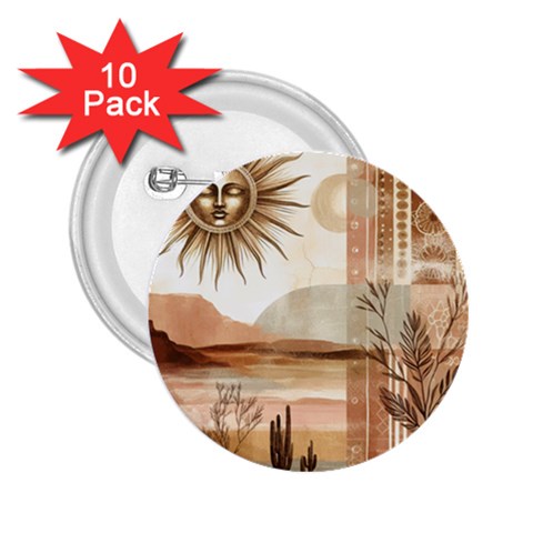 Abstract Sun Boho Bohemian Design 2.25  Buttons (10 pack)  from ArtsNow.com Front