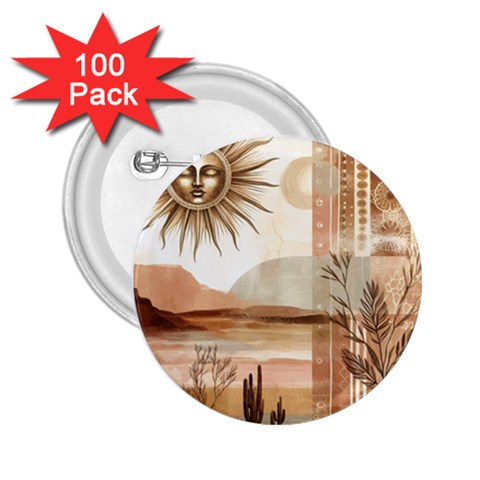 Abstract Sun Boho Bohemian Design 2.25  Buttons (100 pack)  from ArtsNow.com Front