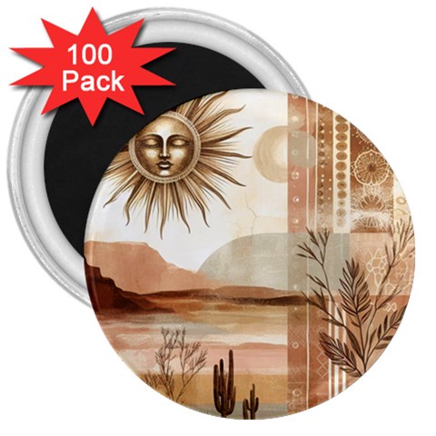 Abstract Sun Boho Bohemian Design 3  Magnets (100 pack) from ArtsNow.com Front