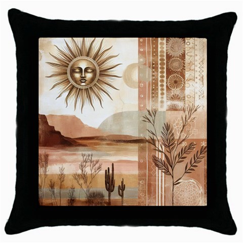 Abstract Sun Boho Bohemian Design Throw Pillow Case (Black) from ArtsNow.com Front