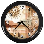 Abstract Sun Boho Bohemian Design Wall Clock (Black)