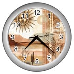 Abstract Sun Boho Bohemian Design Wall Clock (Silver)