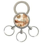 Abstract Sun Boho Bohemian Design 3-Ring Key Chain