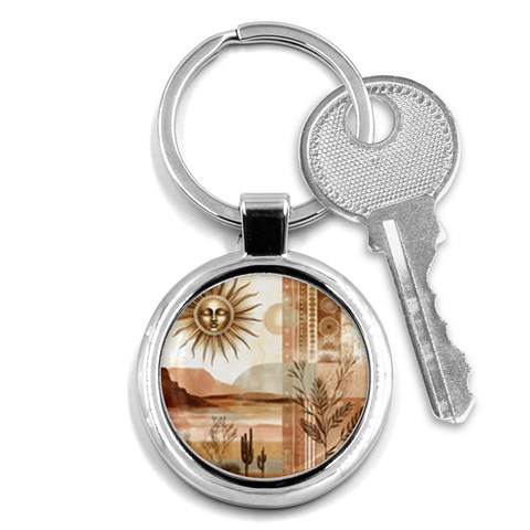 Abstract Sun Boho Bohemian Design Key Chain (Round) from ArtsNow.com Front