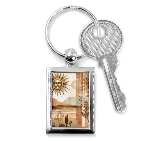 Abstract Sun Boho Bohemian Design Key Chain (Rectangle) from ArtsNow.com Front