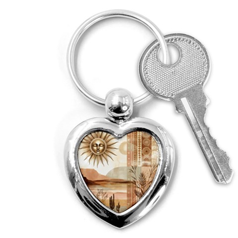 Abstract Sun Boho Bohemian Design Key Chain (Heart) from ArtsNow.com Front