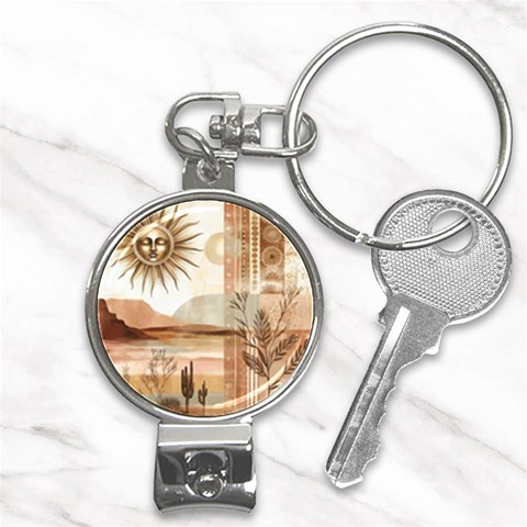 Abstract Sun Boho Bohemian Design Nail Clippers Key Chain from ArtsNow.com Front