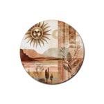 Abstract Sun Boho Bohemian Design Rubber Coaster (Round)