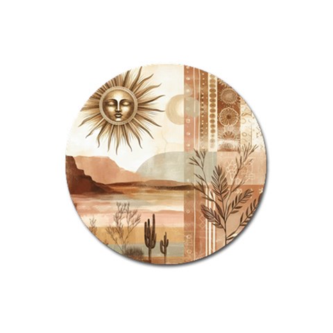 Abstract Sun Boho Bohemian Design Magnet 3  (Round) from ArtsNow.com Front