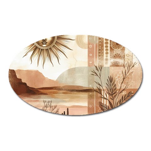 Abstract Sun Boho Bohemian Design Oval Magnet from ArtsNow.com Front