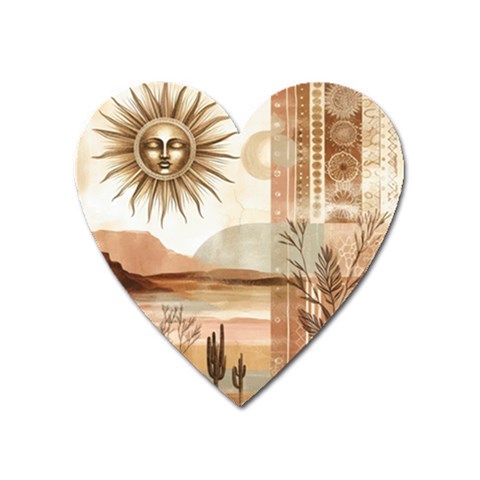 Abstract Sun Boho Bohemian Design Heart Magnet from ArtsNow.com Front