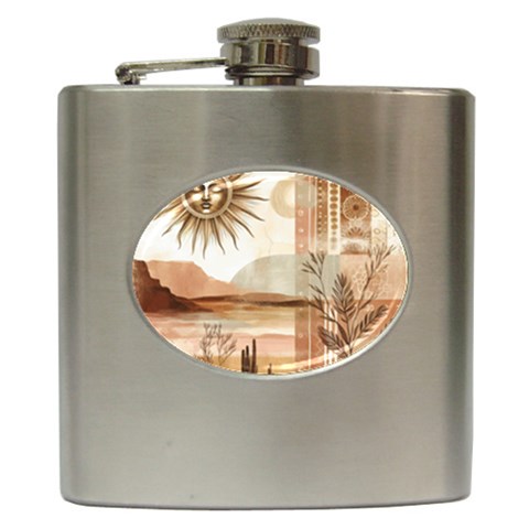 Abstract Sun Boho Bohemian Design Hip Flask (6 oz) from ArtsNow.com Front