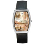 Abstract Sun Boho Bohemian Design Barrel Style Metal Watch