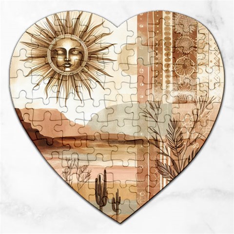 Abstract Sun Boho Bohemian Design Jigsaw Puzzle (Heart) from ArtsNow.com Front