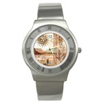 Abstract Sun Boho Bohemian Design Stainless Steel Watch