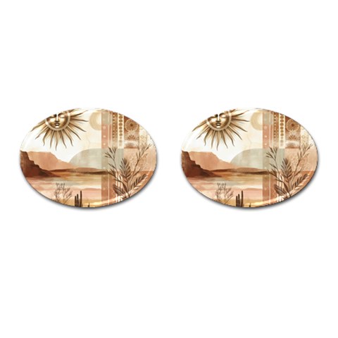 Abstract Sun Boho Bohemian Design Cufflinks (Oval) from ArtsNow.com Front(Pair)