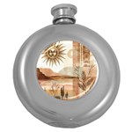 Abstract Sun Boho Bohemian Design Round Hip Flask (5 oz)