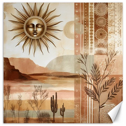 Abstract Sun Boho Bohemian Design Canvas 12  x 12  from ArtsNow.com 11.4 x11.56  Canvas - 1