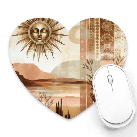 Abstract Sun Boho Bohemian Design Heart Mousepad from ArtsNow.com Front