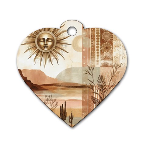 Abstract Sun Boho Bohemian Design Dog Tag Heart (One Side) from ArtsNow.com Front