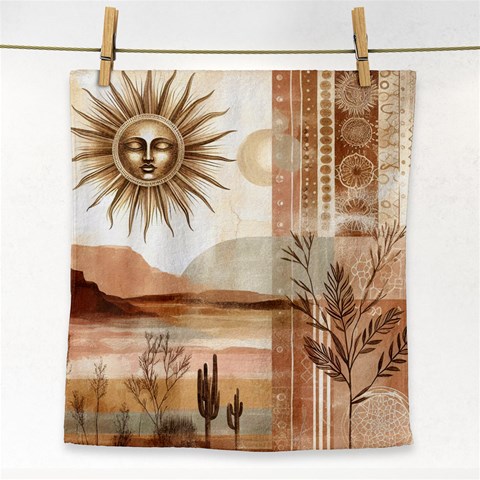 Abstract Sun Boho Bohemian Design Face Towel from ArtsNow.com Front