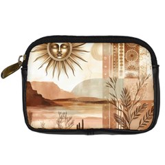 Abstract Sun Boho Bohemian Design Digital Camera Leather Case from ArtsNow.com Front