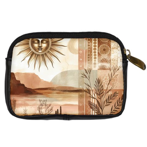 Abstract Sun Boho Bohemian Design Digital Camera Leather Case from ArtsNow.com Back