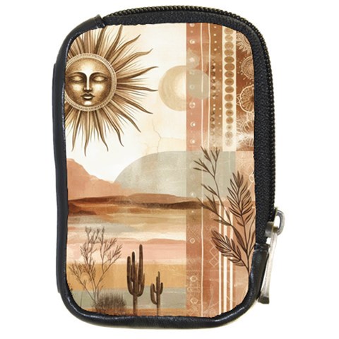 Abstract Sun Boho Bohemian Design Compact Camera Leather Case from ArtsNow.com Front