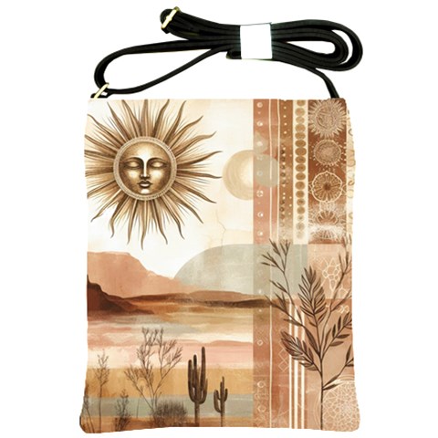 Abstract Sun Boho Bohemian Design Shoulder Sling Bag from ArtsNow.com Front