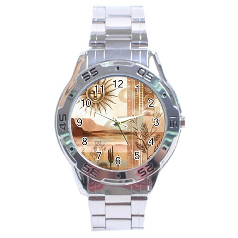 Abstract Sun Boho Bohemian Design Stainless Steel Analogue Watch from ArtsNow.com Front