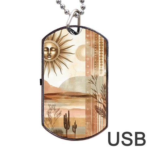 Abstract Sun Boho Bohemian Design Dog Tag USB Flash (One Side) from ArtsNow.com Front