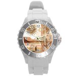 Abstract Sun Boho Bohemian Design Round Plastic Sport Watch (L)