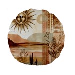 Abstract Sun Boho Bohemian Design Standard 15  Premium Round Cushions