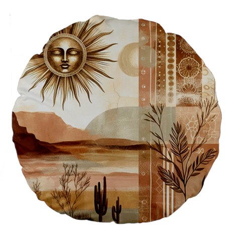 Abstract Sun Boho Bohemian Design Large 18  Premium Round Cushions from ArtsNow.com Front