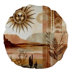 Abstract Sun Boho Bohemian Design Large 18  Premium Round Cushions from ArtsNow.com Front