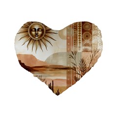 Abstract Sun Boho Bohemian Design Standard 16  Premium Heart Shape Cushions from ArtsNow.com Back