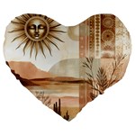 Abstract Sun Boho Bohemian Design Large 19  Premium Heart Shape Cushions