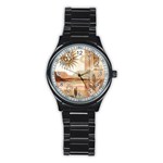 Abstract Sun Boho Bohemian Design Stainless Steel Round Watch