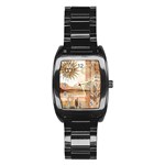 Abstract Sun Boho Bohemian Design Stainless Steel Barrel Watch