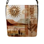 Abstract Sun Boho Bohemian Design Flap Closure Messenger Bag (L)