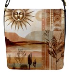 Abstract Sun Boho Bohemian Design Flap Closure Messenger Bag (S)