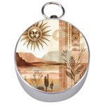 Abstract Sun Boho Bohemian Design Silver Compasses