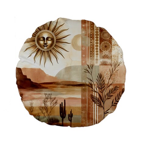 Abstract Sun Boho Bohemian Design Standard 15  Premium Flano Round Cushions from ArtsNow.com Front