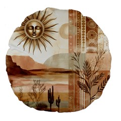 Abstract Sun Boho Bohemian Design Large 18  Premium Flano Round Cushions from ArtsNow.com Front