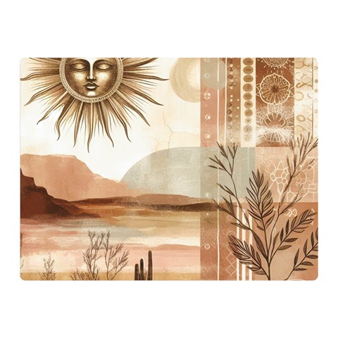 Abstract Sun Boho Bohemian Design Two Sides Premium Plush Fleece Blanket (Mini) from ArtsNow.com 35 x27  Blanket Front