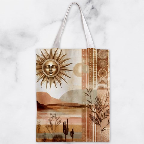 Abstract Sun Boho Bohemian Design Zipper Classic Tote Bag from ArtsNow.com Front