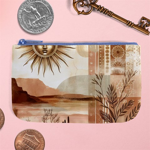 Abstract Sun Boho Bohemian Design Large Coin Purse from ArtsNow.com Front